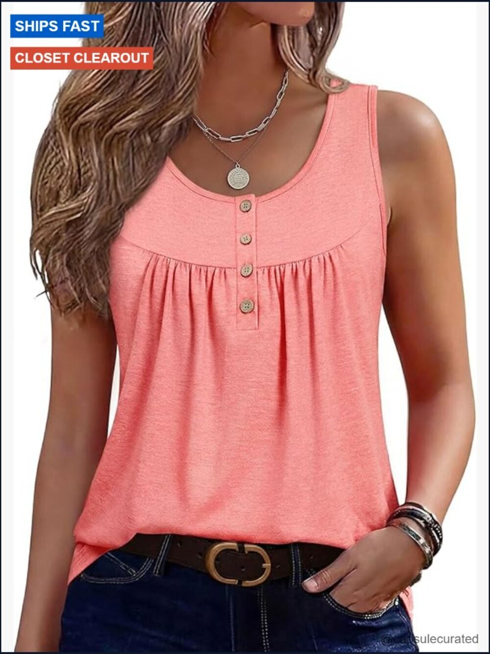 Loose Fit Sleeveless Pleated Flowy Tunic Tank Top Women Summer Blouse